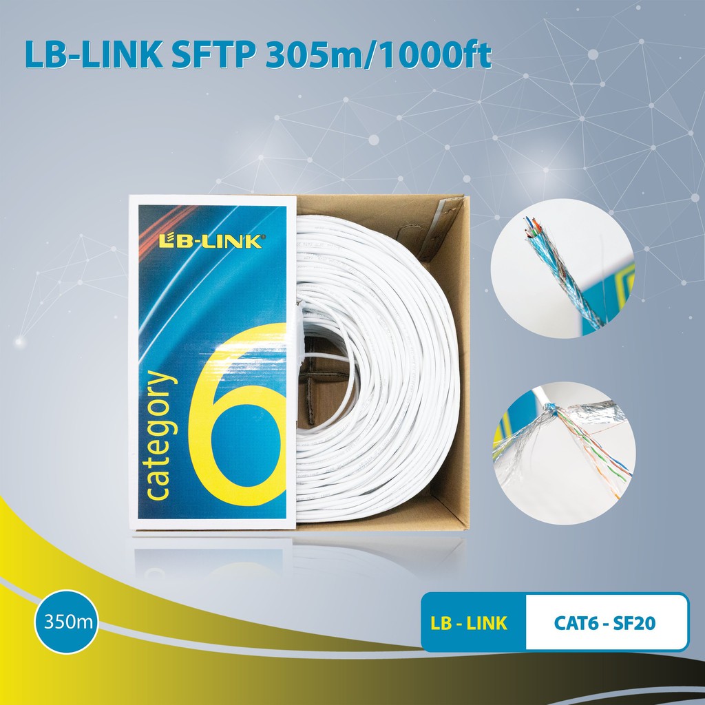 Cuộn dây cáp mạng LB-LINK Cat6 SFTP 305m - Hàng Chính hãng - dây mạng, cáp lan, dây lan