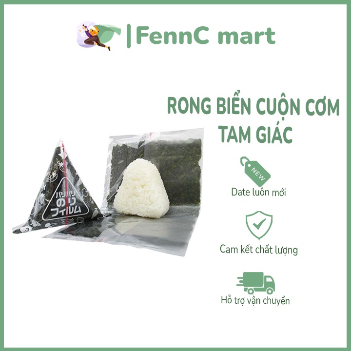 Rong biển cuộn cơm ăn liền lá rong biển tam giác có bao từng lá riêng