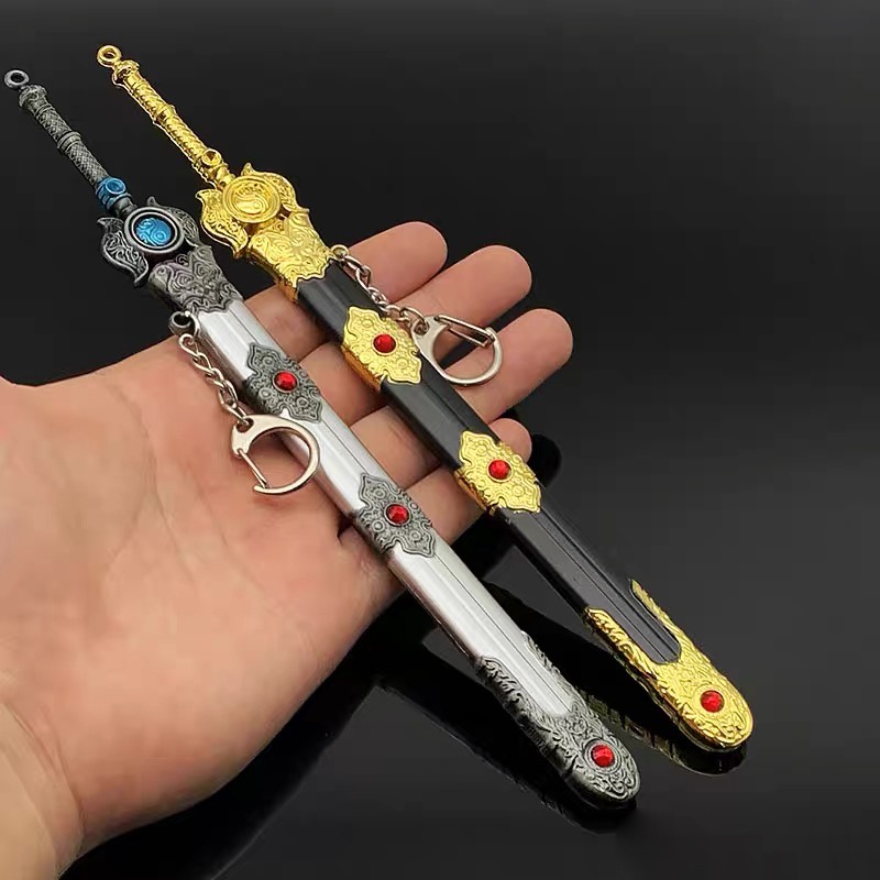 Naraka Bladepoint Mô hình móc khoá kiếm Hàm Quang Thừa Ảnh Kiếm, Hồ Trung Nhật Nguyệt Kiếm trang trí Dài 22cm Kim Loại