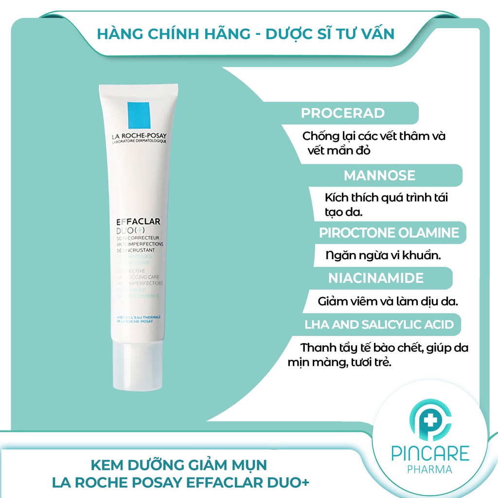 Kem dưỡng giảm mụn La Roche Posay Effaclar Duo+ 40ml - Hàng chính hãng - Nhà thuốc PinCare