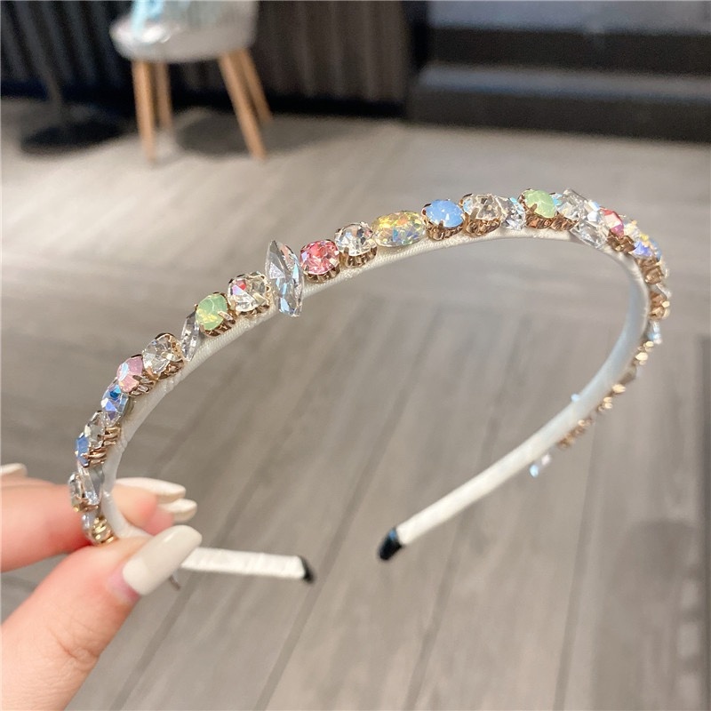 Băng đô cài tóc HAIMEIKANG mỏng đính đá màu ngọt ngào phong cách Hàn Quốc thời trang cho nữ