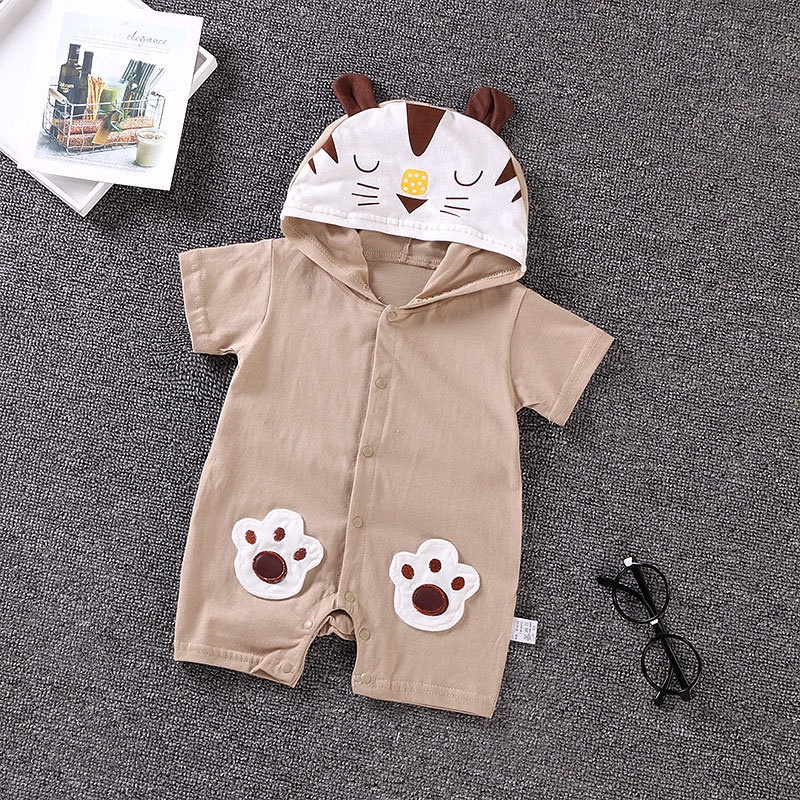 Bộ Body đùi kèm mũ, Body Thú cho Bé Trai Bé Gái chất cotton ngộ nghĩnh cho trẻ từ 3-12kg