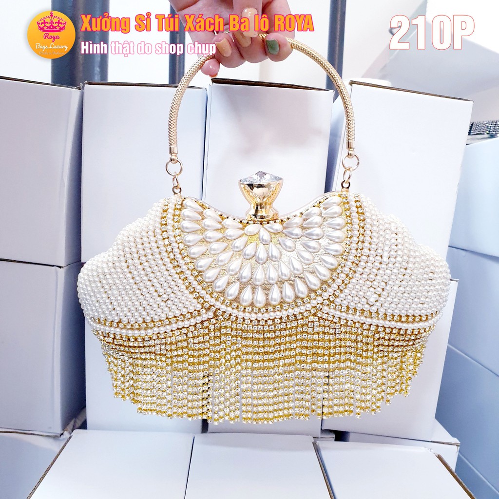Ví Cầm Tay Nữ 709-1 Bóp Dự Tiệc Clutch Đính Đá pha lê lấp lánh sang trọng HÌNH THẬT SHOP TỰ CHỤP