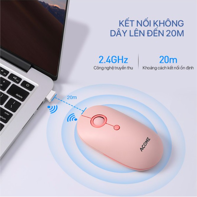 Chuột Không Dây ACOME AM300 2.4GHz Tĩnh Âm - BẢO HÀNH 12 THÁNG