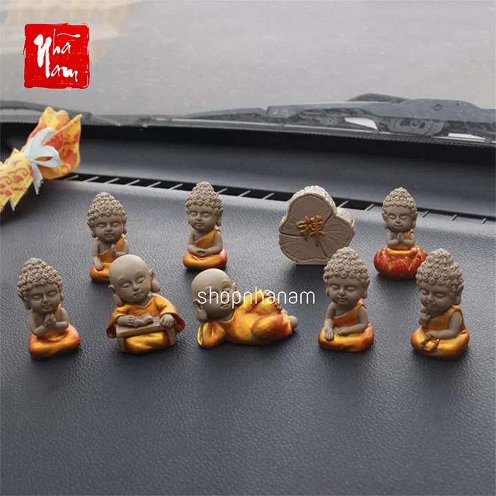[Chọn mẫu Bộ tượng phật 9 món gốm Đại Cát trang trí xe hơi trang trí nhà cửa