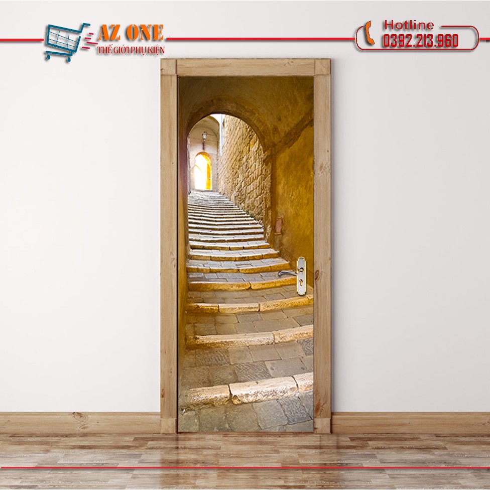 Tranh 3D Dán Cửa Hình Cổng Lối Đi Cầu Thang DM016