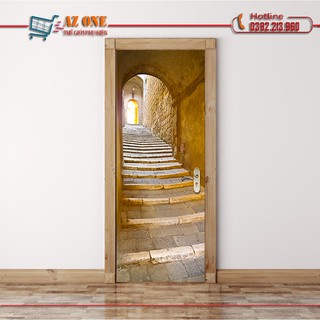 Tranh 3D Dán Cửa Hình Cổng Lối Đi Cầu Thang DM016