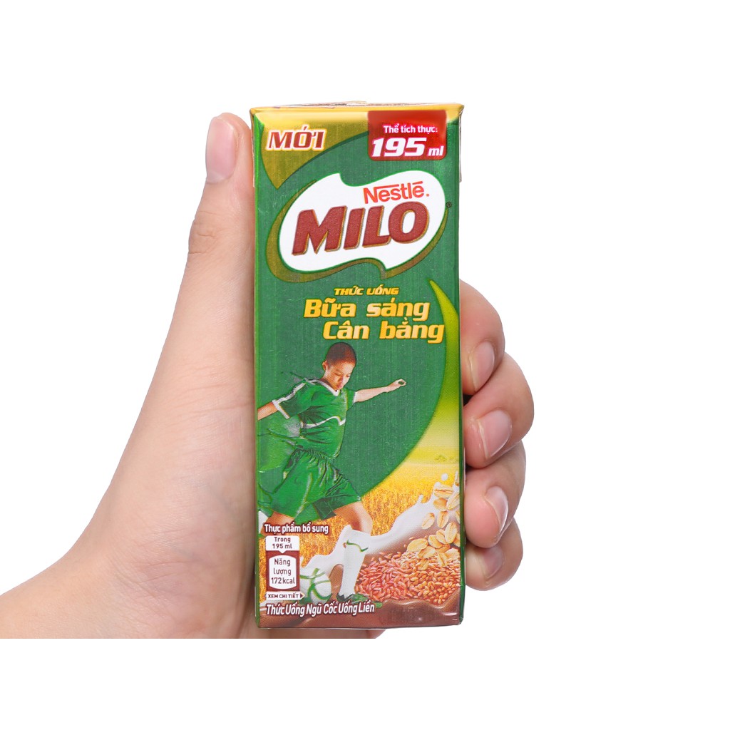 Milo ❤FREESHIP ❤ Milo Bữa sáng cân bằng 195ml - thùng sữa milo thể tích 195ml