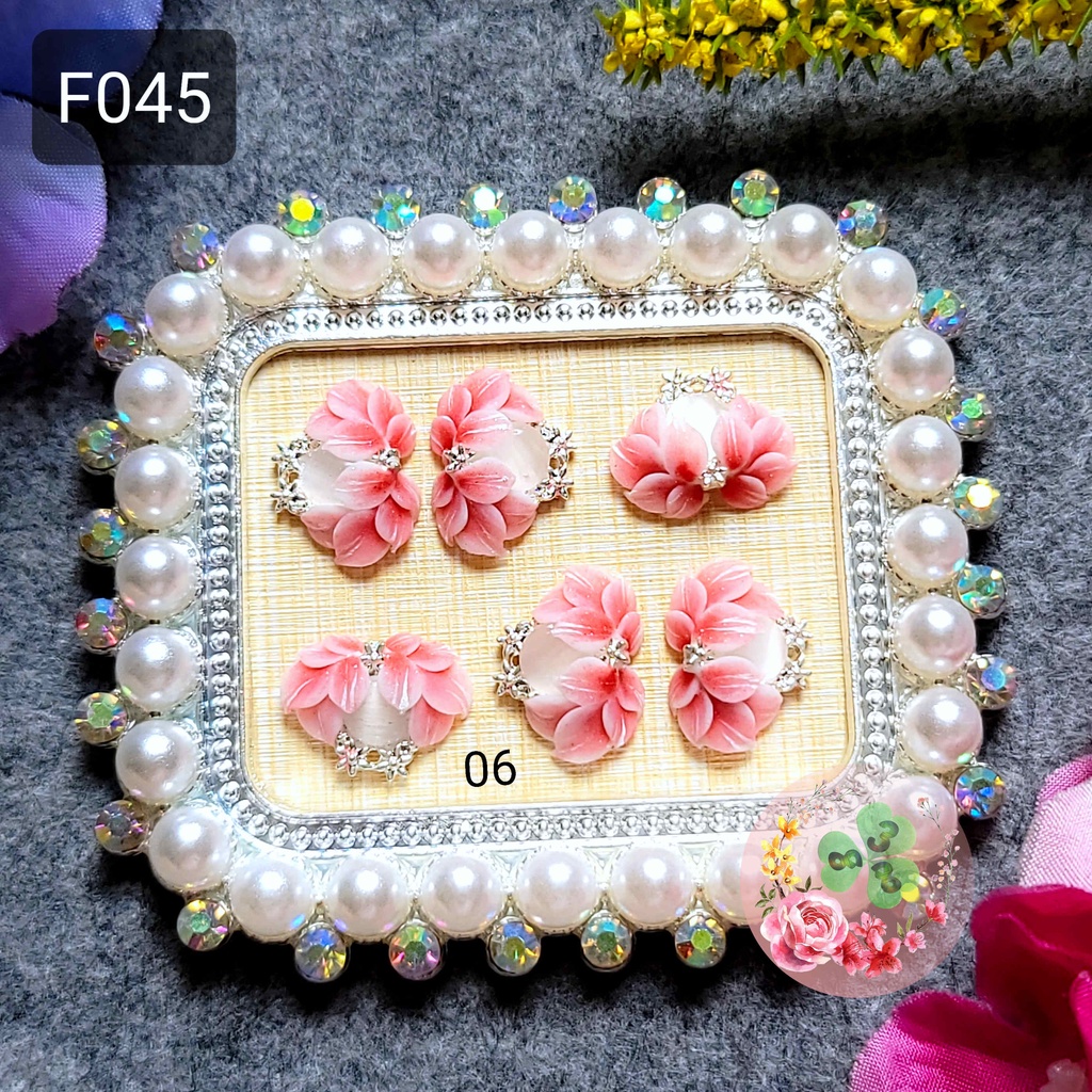 Mẫu: F045 . Hoa bột đính móng siêu xinh.