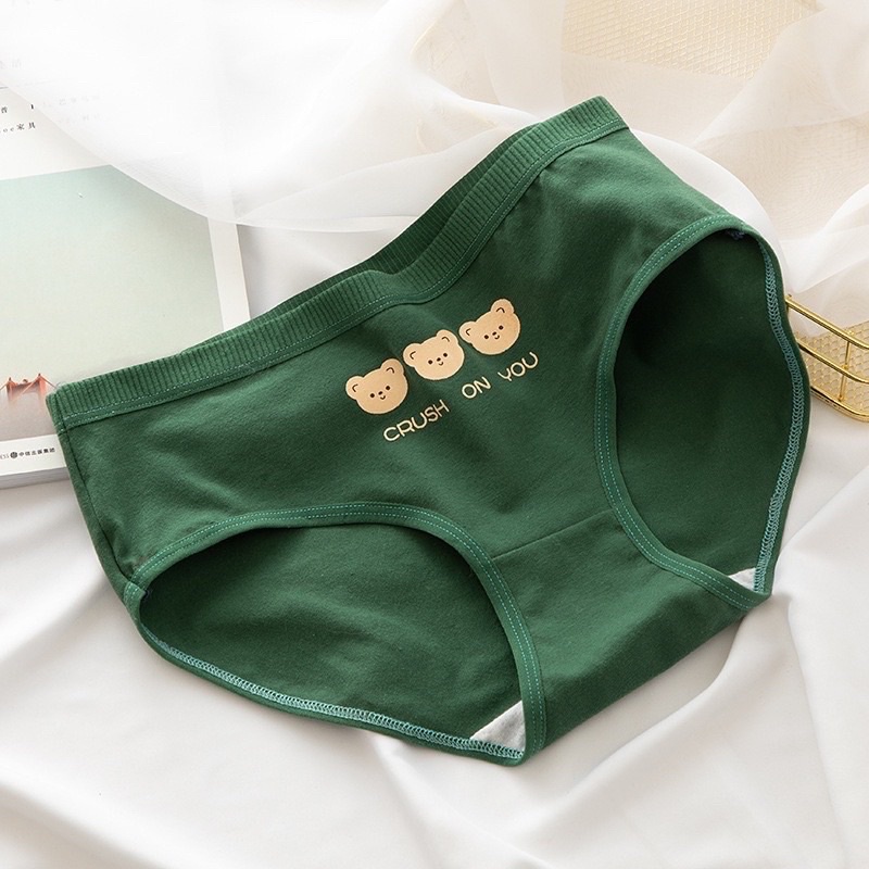 Quần Lót Nữ ❤️ Quần Cotton Nữ Gấu Xanh Lá Cây