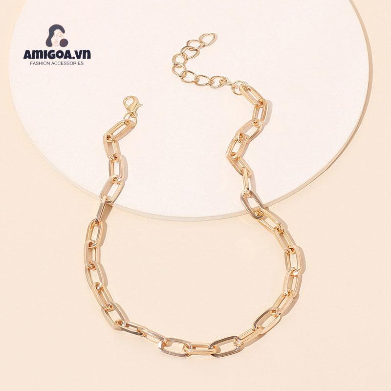 Vòng cổ Kim Loại Ngắn Phong Cách Punk Cổ Điển