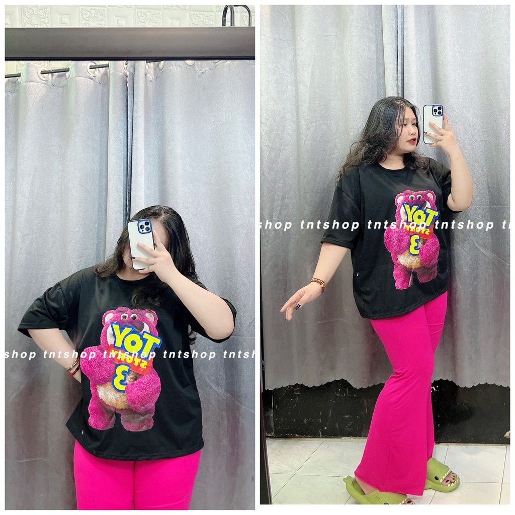 SET ÁO THUN GẤU + QUẦN DÀI ỐNG LOE [TNTSHOP BIGSIZE 60KG 90KG]