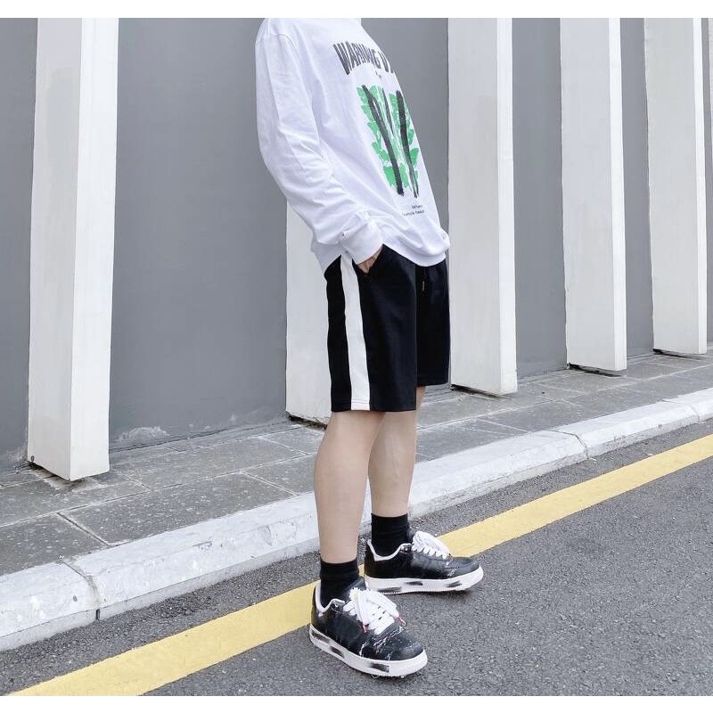 Quần Short đùi nam nữ dáng unisex Umi 1 Sọc Hàng Loại 1 chất dày mịn - Quần sooc đùi thể thao ulzzang