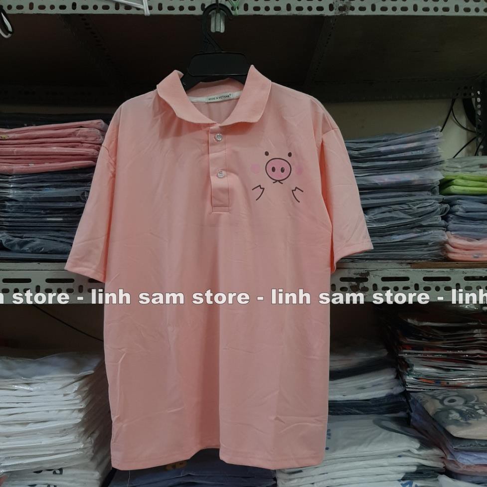 Áo thun POLO nữ tay lỡ có cổ phông form rộng freesize unisex mặc đi học, cặp, nhóm, lớp in hình DỄ THƯƠNG  ༷