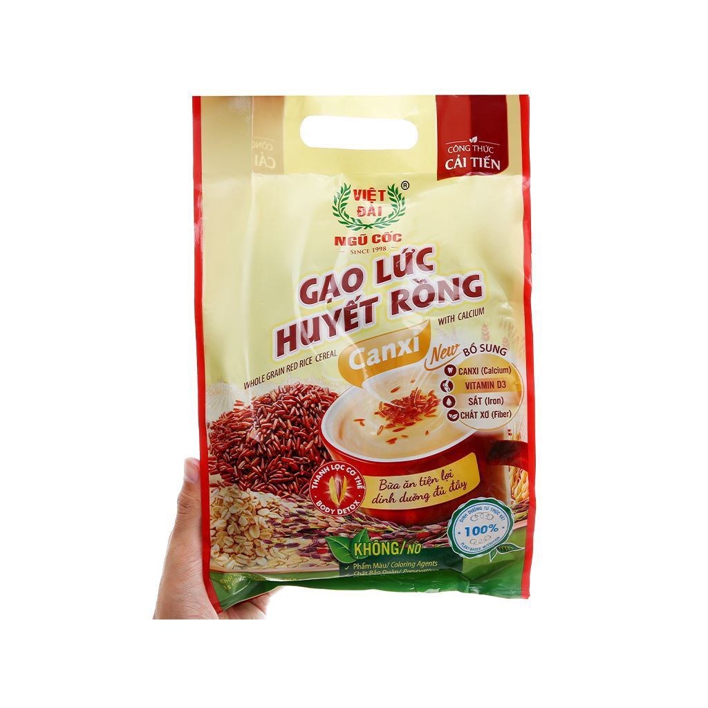 Ngũ cốc Việt Đài Gạo Lức Huyết Rồng Canxi túi 600g/450g