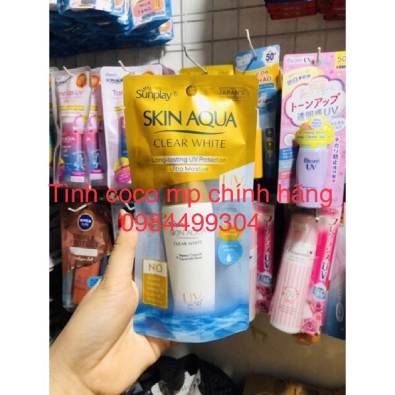 Sunplay Skin Aqua Clear White SPF50+, PA++++: Sữa chống nắng dưỡng da trắng mịn 25g