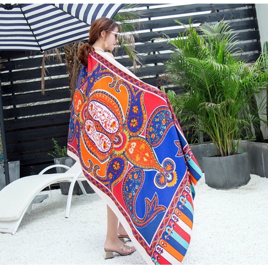 Khăn Choàng BoHo Họa Tiết Thổ Cẩm, Khăn Choàng Đi Biển Phong Cách Vintage dễ thương đáng yêu