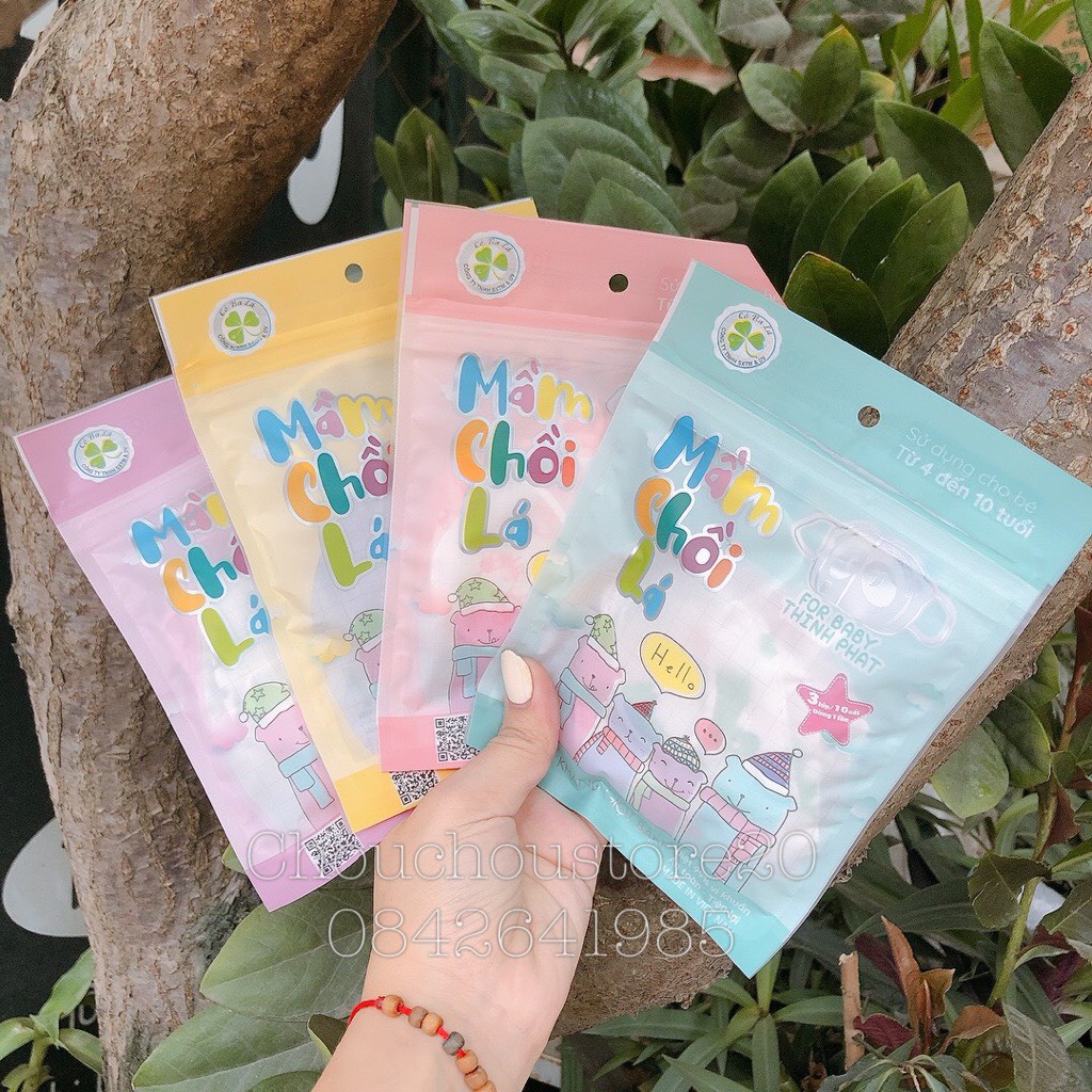 Túi 10 Chiếc Khẩu Trang Hoạ Tiết 3D Mầm Chồi Lá Thịnh Phát Cho Bé Sơ Sinh Từ 0 đến 6 Tháng Tuổi