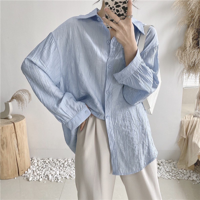 Áo sơ mi đũi nhăn nhiều màu sắc oversize | BigBuy360 - bigbuy360.vn