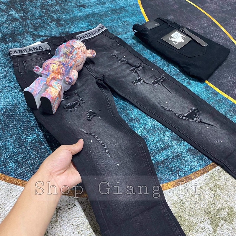 Quần jean nam cạp dolce rách nhẹ,Quần bò dolce nam rách xước nhẹ thời trang
