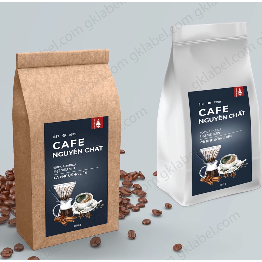 In Tem Nhãn Dán Túi Cà Phê - Ly Cà Phê  => THIẾT KẾ THEO YÊU CẦU => MIỄN PHÍ THIẾT KẾ