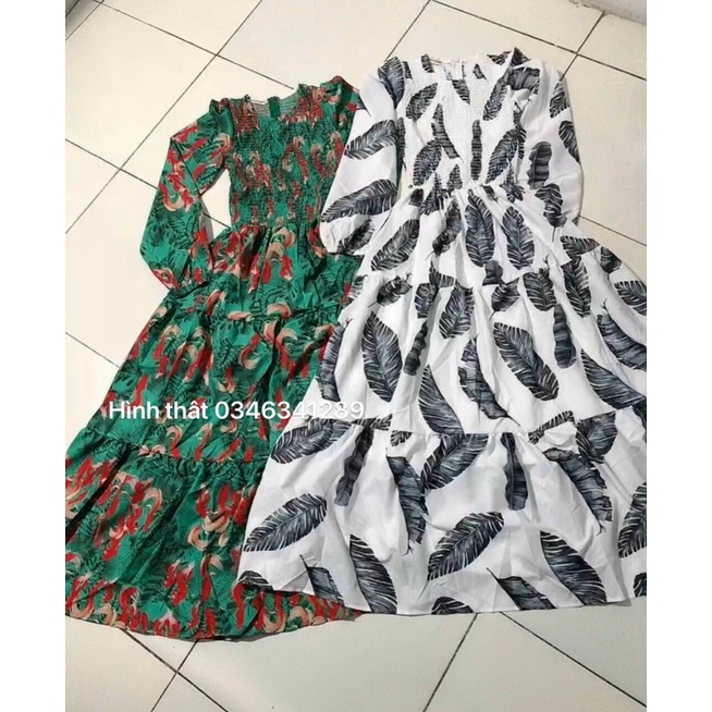 ĐẦM MAXI TAY DÀI IN HOA 3D CHẠY NHÚNG SIÊU HOT HP08012230
