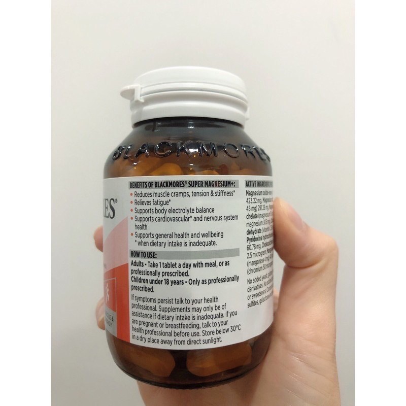 Viên uống bổ sung magie tăng cơ bắp Blackmore Super Magnesium+ 100 viên
