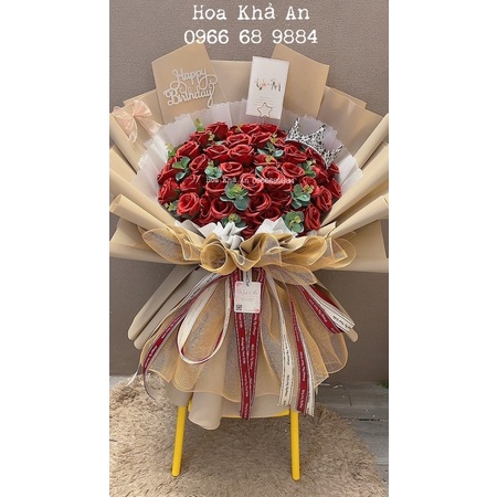 [Hoa sinh nhật - Nowship] Bó hoa sáp 100bông siêu to khổng lồ. Được chọn màu hoa. Hình ảnh Độc quyền nhà Khả An!
