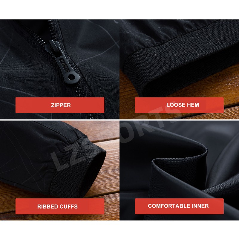 Áo Khoác Bomber Màu Đen Cá Tính Cho Nam FC8619 5XL