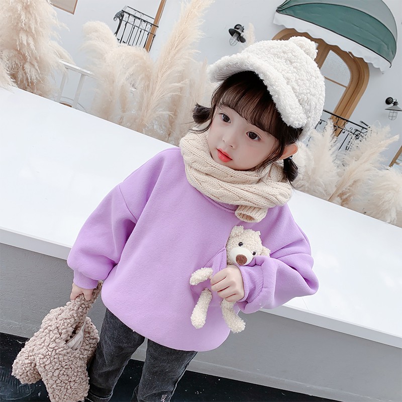 Áo sweater có túi áo hình gấu dễ thương cho trẻ em