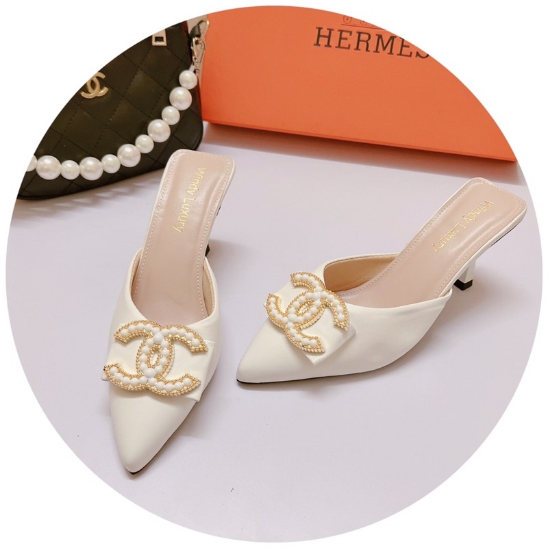 Bán Sỉ- Siêu Rẻ-Dép nữ, sục cao gót mũi nhọn da lì tag X ngọc gót nhọn 6cm