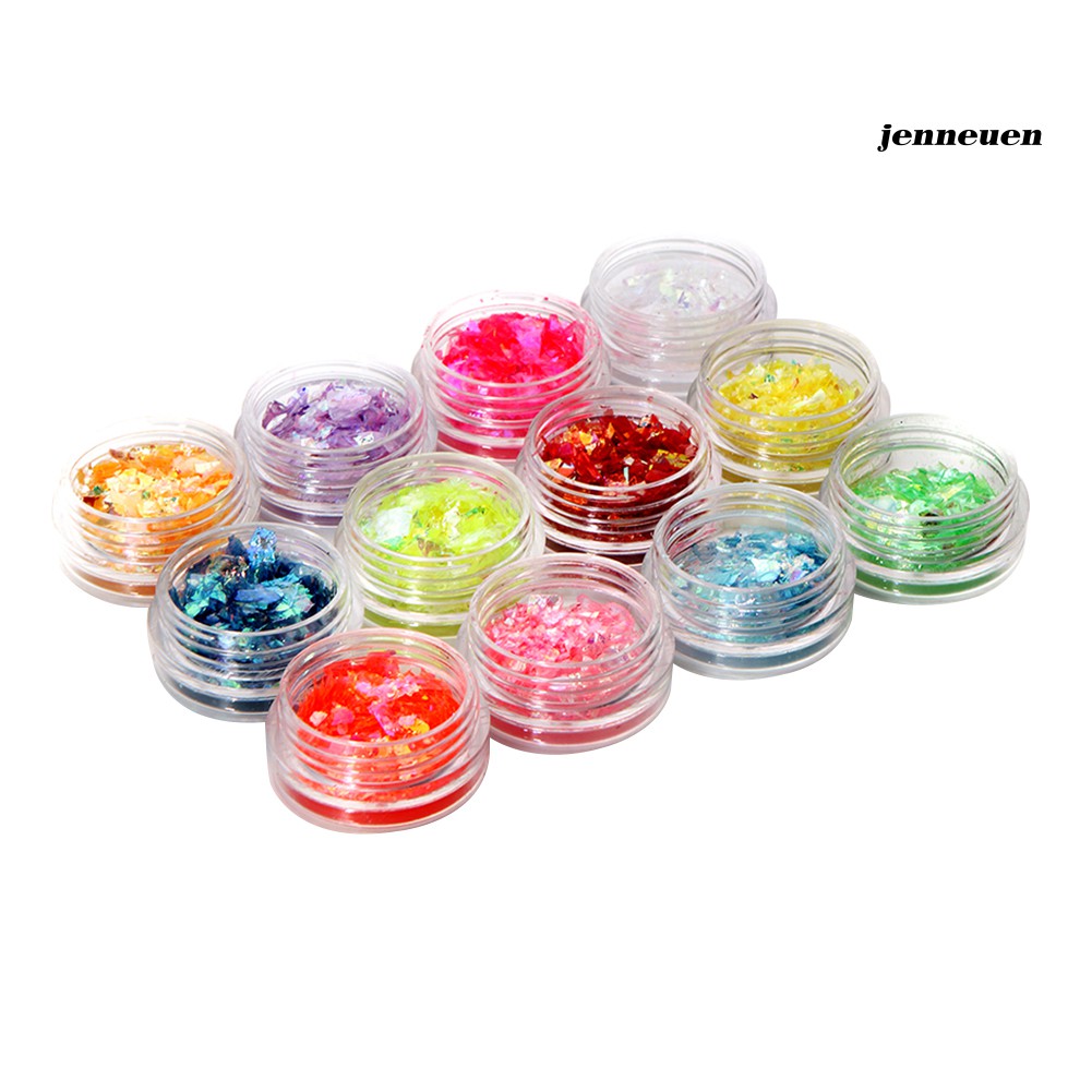 [Hàng mới về] Bộ 12 Lọ Bột Kim Tuyến Trang Trí Móng Tay