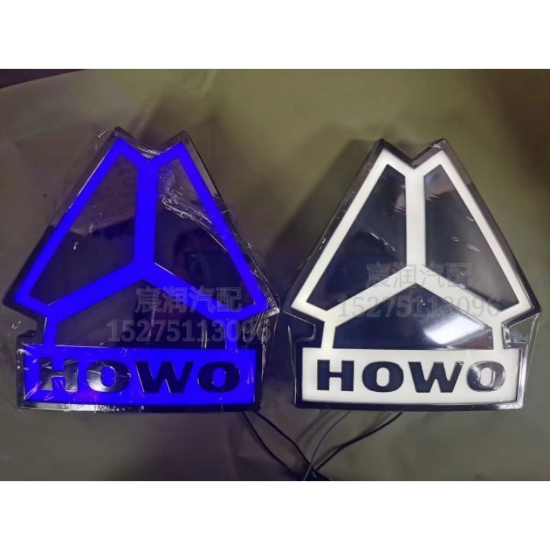 LOGO LED xe HOWO T7H, HOWO A7 máy điện đời mới 18.5cm x19.5cm.