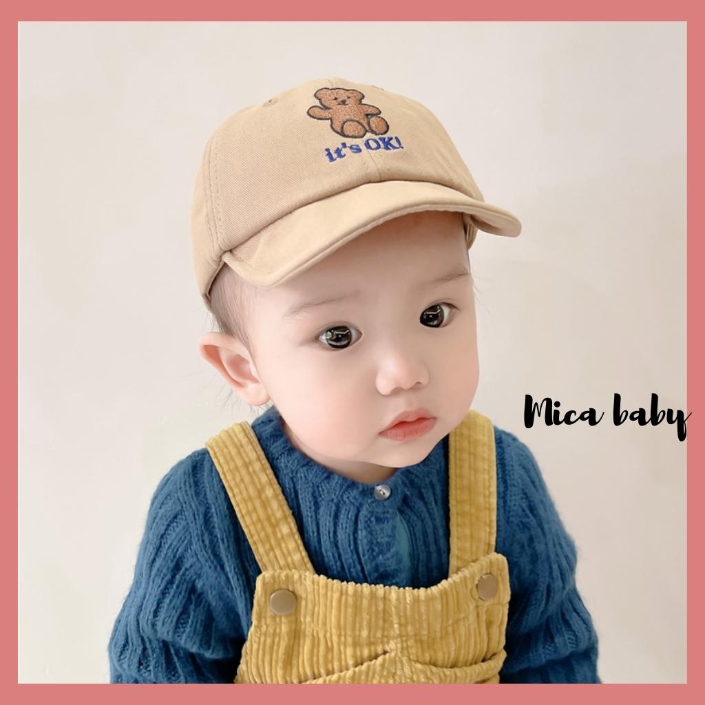 Mũ lưỡi trai hình gấu kèm chữ dễ thương cho bé MH120 Mica Baby