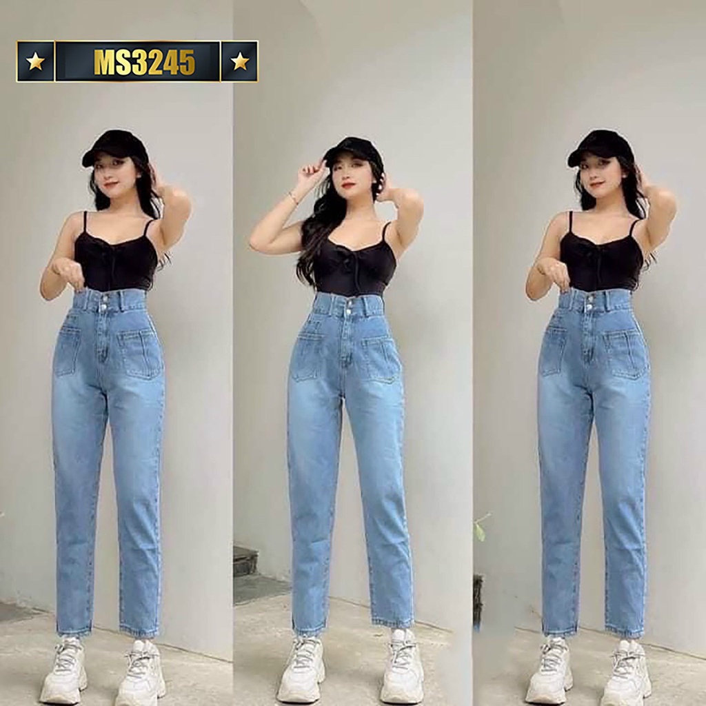 Quần baggy jean nữ cao cấp 💖FREESHIP💖 Quần Jean 9 tấc chất bò co giãn phối rách cá tính Lady Fashion - BG408