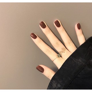 Bộ 24 móng tay giả trơn nâu (kèm keo)