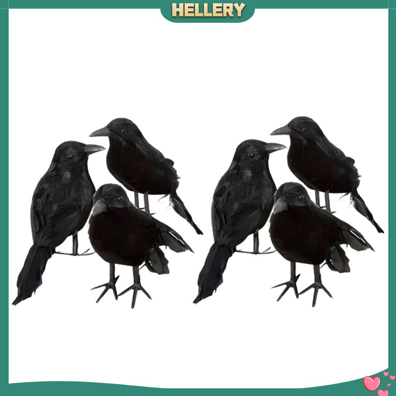 Set 6 Chú Chim Nhồi Bông Màu Đen Dùng Làm Đạo Cụ Hóa Trang Halloween