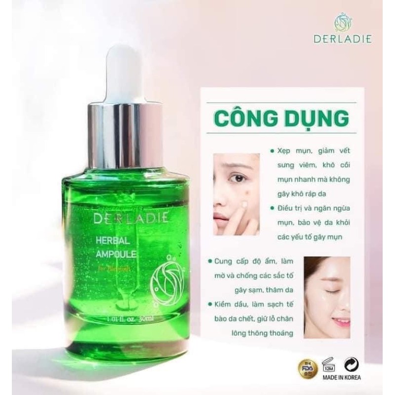 Tinh chất serum hết mụn 14 ngày Derladie herbal ampoule for blemish | BigBuy360 - bigbuy360.vn