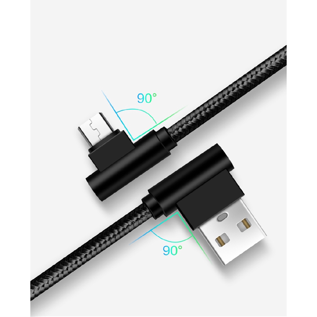 Dây cáp sạc nhanh giắc micro USB góc 90 độ cho Android Xiaomi OPPO