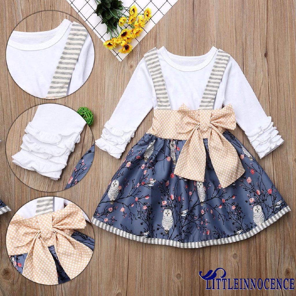 EII-Princess Newborn Kids Baby Girls Top T-shirt Suspender Skirt Dress Outfits Clothes