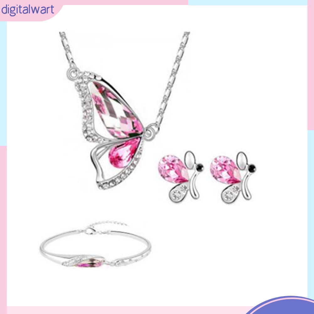 Bộ Trang Sức Hình Bướm Đính Đá Nhân Tạo Thời Trang Dành Cho Nữ