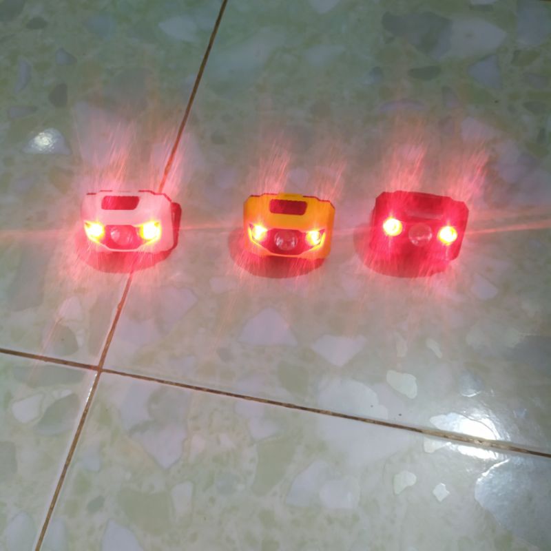 Đèn pin đội đầu mini siêu cute 3 chế độ có đèn cảnh báo sử dụng pin 3A