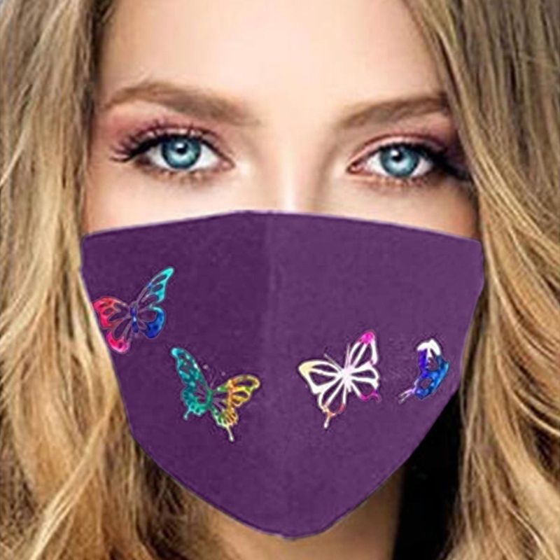 Khẩu Trang Cotton 3D Chống Bụi Chống Sương Mù Có Thể Tái Sử Dụng Nhiều Lần In Họa Tiết Bướm Màu Cầu Vồng