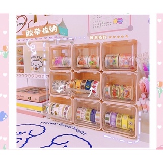 HỘP ĐỰNG WASHI TAPE NẮP NHỰA TRONG SUỐT, TRANG TRÍ BÀN HỌC, NHỎ GỌN XINH XINH, TIỆN DỤNG,ĐA NĂNG 9*8CM