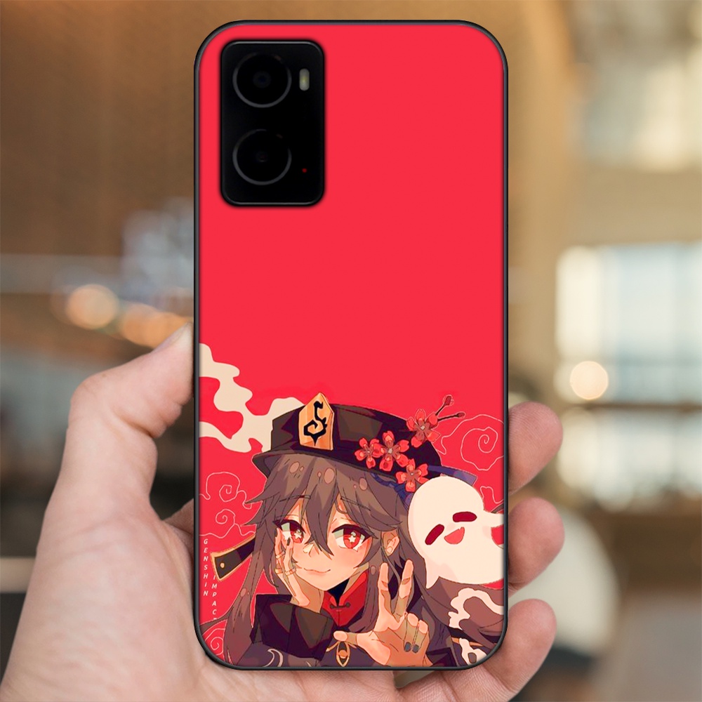 Ốp lưng Oppo A76 viền đen in hình Hutao Genshin Impact