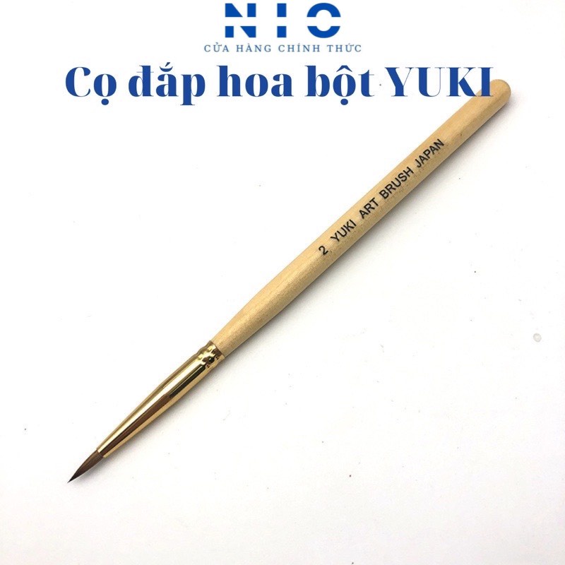 Cọ đắp hoa bột hiệu YUKI ART BRUSH JAPAN số 2 ( cán gỗ vàng đầu tròn )