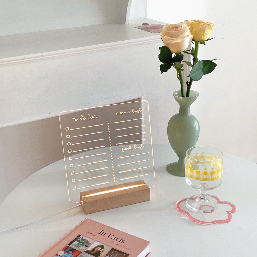 Quà Tặng, Quà Lưu Niệm đèn Led để bàn gắn bảng Acrylic phát sáng kèm 1 bút