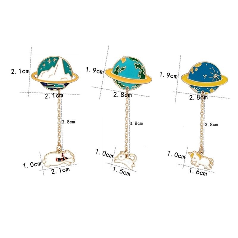 Pin cài áo hành tinh và phi hành gia phối xích độc đáo - GC002