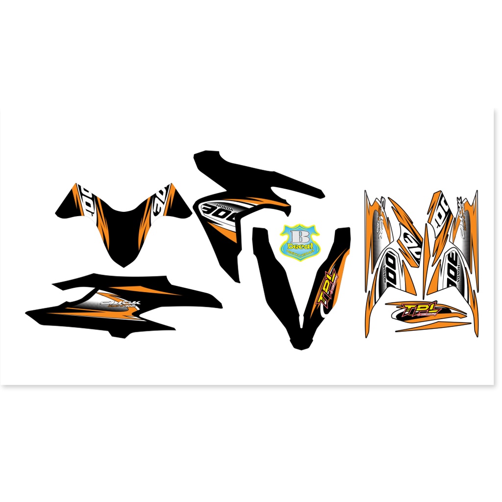 ( Quí khách vui lòng mang ra tiệm cho thợ dán ) Tem vario CLICK 300i cam đen 2020