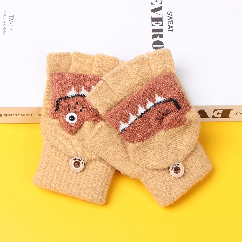 1 Đôi Găng Tay Hở Ngón Hình Khủng Long Dễ Thương Cho Bé 5-12 Tuổi